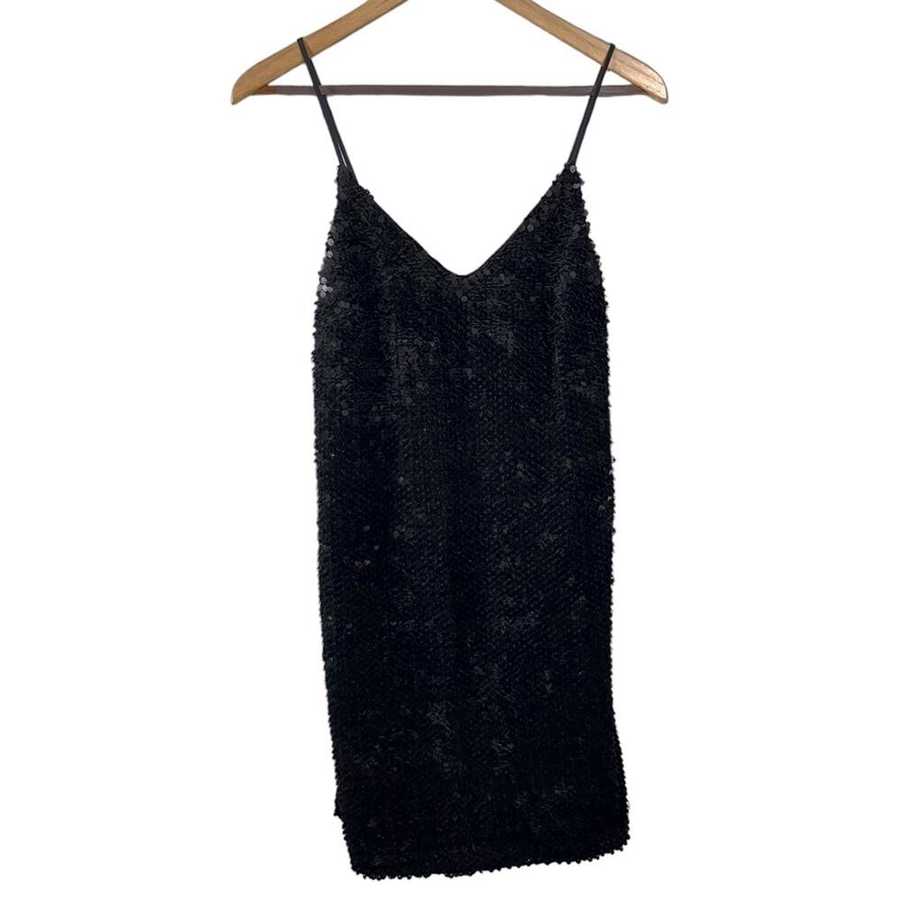 DO + BE Velvet Sequin Matte Black Dress Size Small